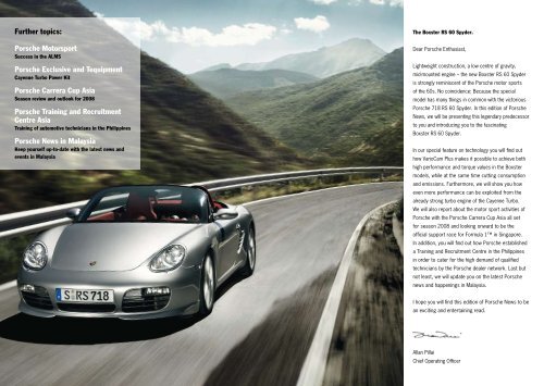 Porschenews 01/2008 The Boxster RS 60 Spyder