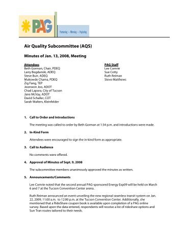 Air Quality Subcommittee (AQS) - Pima Association of Governments