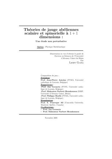 ThÃ©ories de jauge abÃ©liennes scalaire et spinorielle `a 1+1 ...