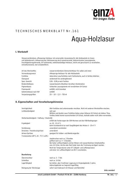 Aqua-Holzlasur - einzA