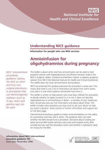 IPG192 Amnioinfusion for oligohydramnios during pregnancy ...