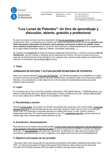 "Los Lunes de Patentes": Un foro de aprendizaje y discusión ...