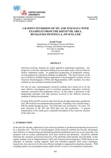 1-d joint inversion of mt and tem data with examples ... - Orkustofnun