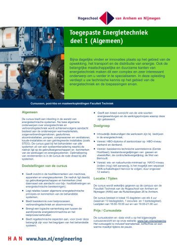Leaflet Cursus Toegepaste Energietechniek Algemeen (deel 1)