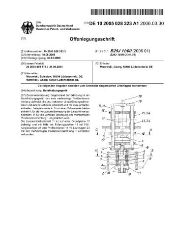 Offenlegungsschrift - Deutsches Patentdokumente - www.Patent-De ...