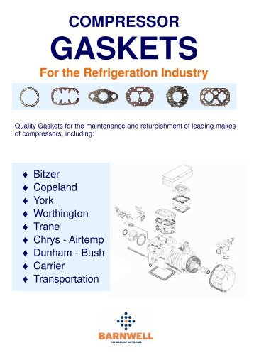 Refrigeration Gaskets (PDF Format) - M Barnwell Services Ltd