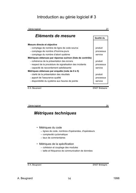 Introduction au gÃ©nie logiciel # 3 plan QualitÃ© - Service d'echange ...