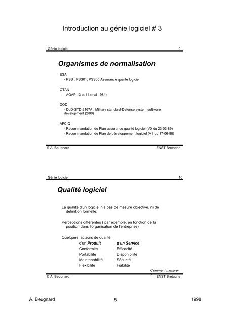 Introduction au gÃ©nie logiciel # 3 plan QualitÃ© - Service d'echange ...