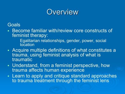 Feminist Approaches to Working with Complex Trauma