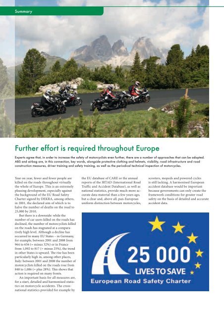 MoToRcyclE RoAD SAFETy REpoRT 2010 - Dekra