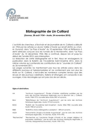 Bibliographie des Ã©crits de Lin Colliard - Storiavda.it