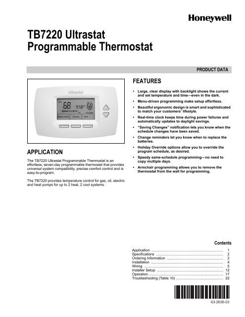 TB7220 Ultrastat Programmable Thermostat - The Energy Conscious