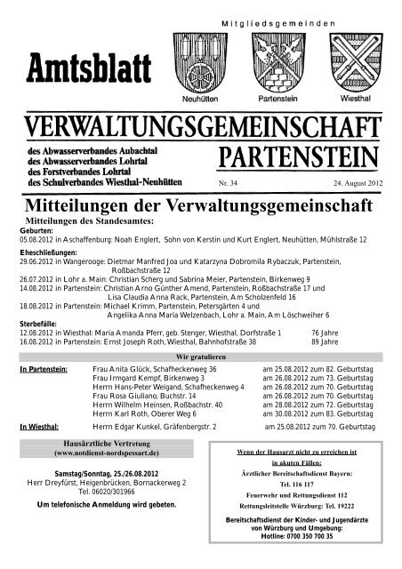 vom 24.08.12 -01.09.12: 25% Nachlass auf alle ... - Partenstein