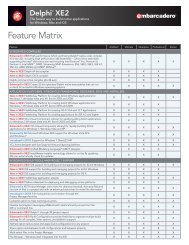 Delphi XE2 Feature Matrix | Fastest way to build ... - Embarcadero