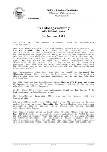 Klubbericht vom 9. Februar 2010.pdf - ZOFA