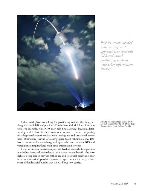 RAND Project AIR FORCE Annual Report 2007 - RAND Corporation