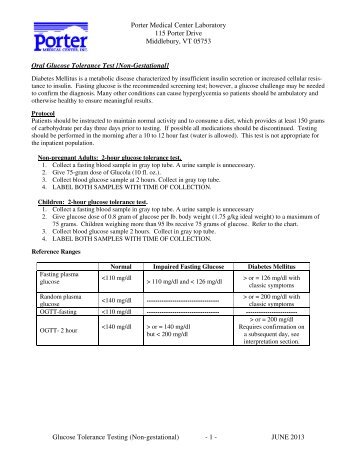 Glucose Tolerance Testing - Mayo Medical Laboratories