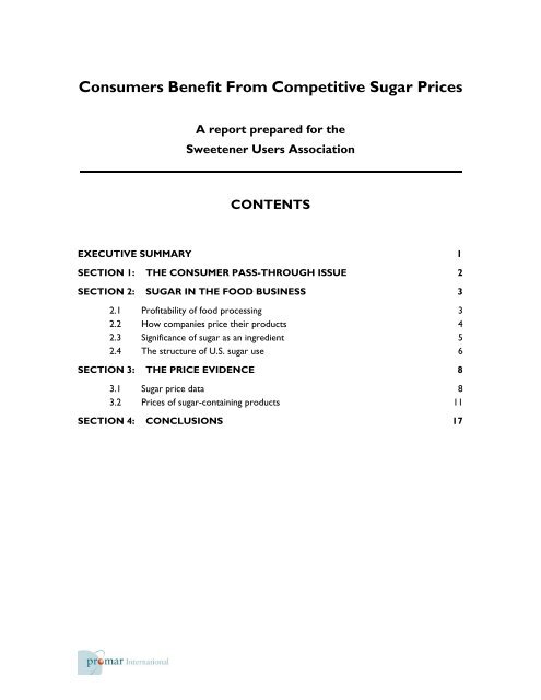 Consumers Benefit From Competitive Sugar Prices - Sweetener ...