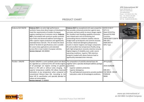 product chart - VPS Lubricants