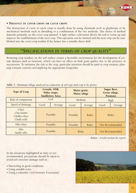 Minimum tillage or direct drilling