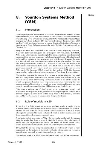 8. Yourdon Systems Method (YSM). - School of Computing ...