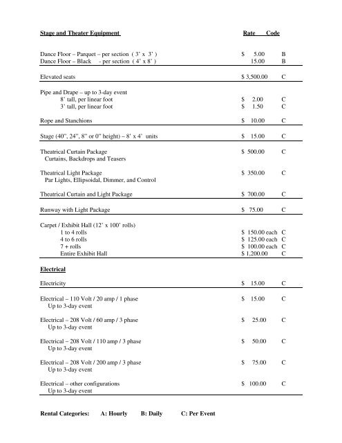 equipment rental price list (PDF)