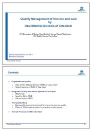 Quality Management of Iron ore and coal by Raw Material ... - EOQ