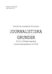 JOURNALISTISKA GRUNDER - JMG - GÃ¶teborgs universitet