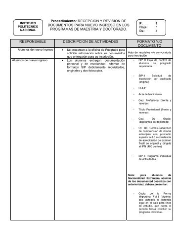 Procedimiento: RECEPCION Y REVISION DE DOCUMENTOS ...