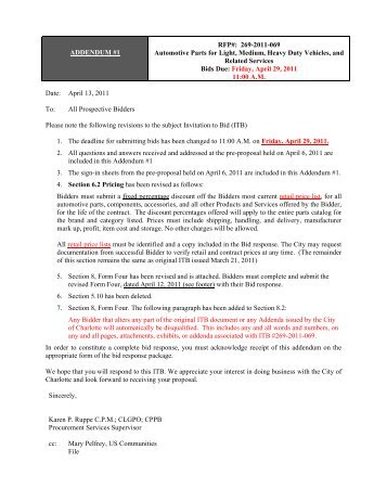 RFP#: 269-2011-069 Automotive Parts for Light - US Communities