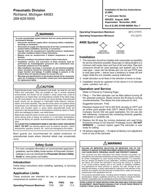 L50 Injection Lubricator - Parker