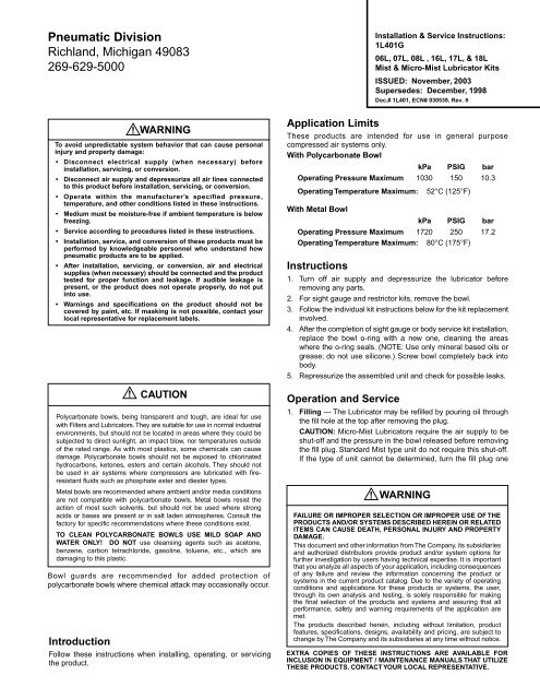 L50 Injection Lubricator - Parker