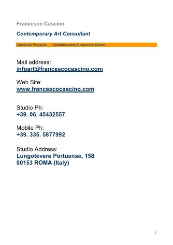 Francesco Cascino Contemporary Art Consultant