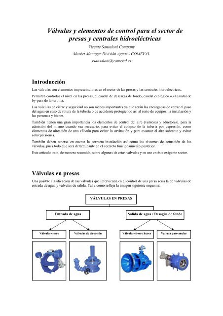 VÃ¡lvulas en presas - COMEVAL