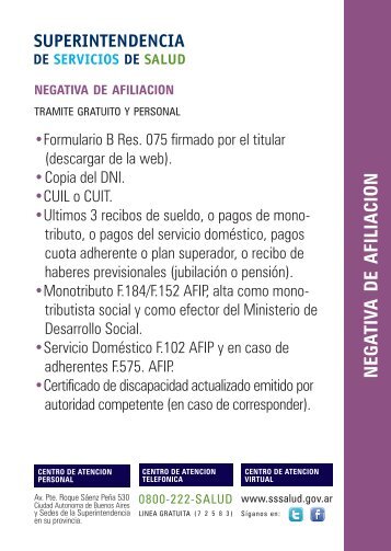 Negativa de AfiliaciÃ³n - Superintendencia de Servicios de Salud