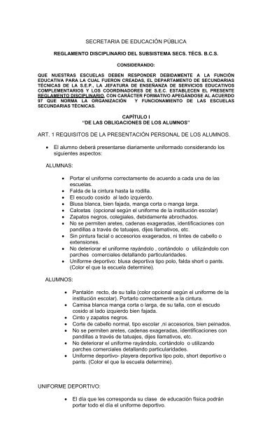Nuevo Reglamento Disciplinario - Secretaria de EducaciÃ³n PÃºblica ...