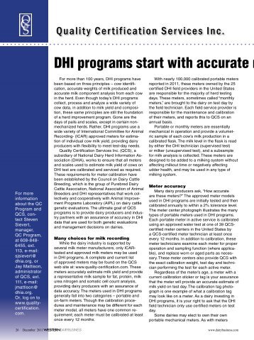 DHI programs start with accurate milk weights - National DHIA