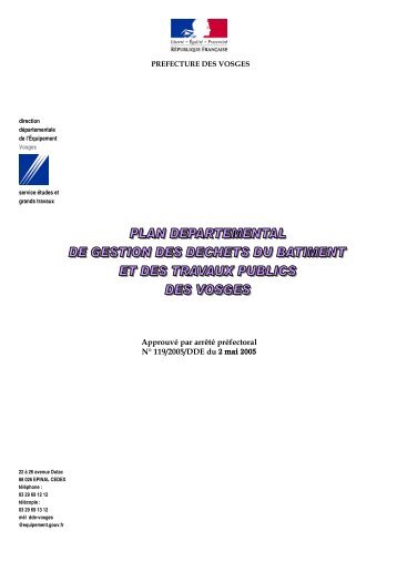 Plan dÃ©partemental de gestion des dÃ©chets du BTP