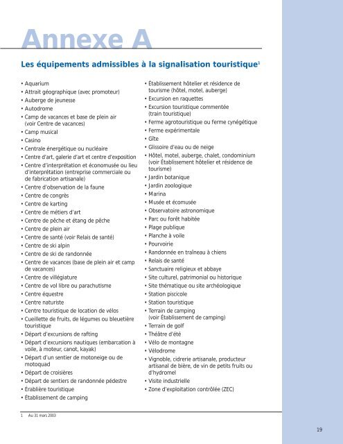 Politique de signalisation touristique - Tourisme QuÃ©bec