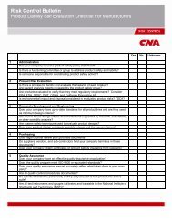 Product Liability Self Evaluation Checklist for Manufacturers - CNA