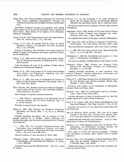 Geology and Mineral Resources of Paraguay A Reconnaissance