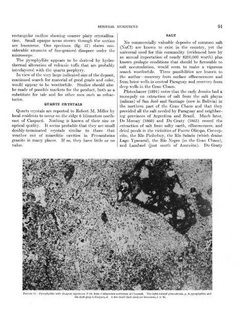 Geology and Mineral Resources of Paraguay A Reconnaissance