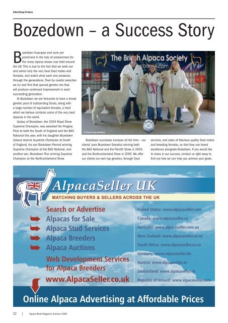 Alpaca World Magazine Summer 2005 - Classical MileEnd Alpacas