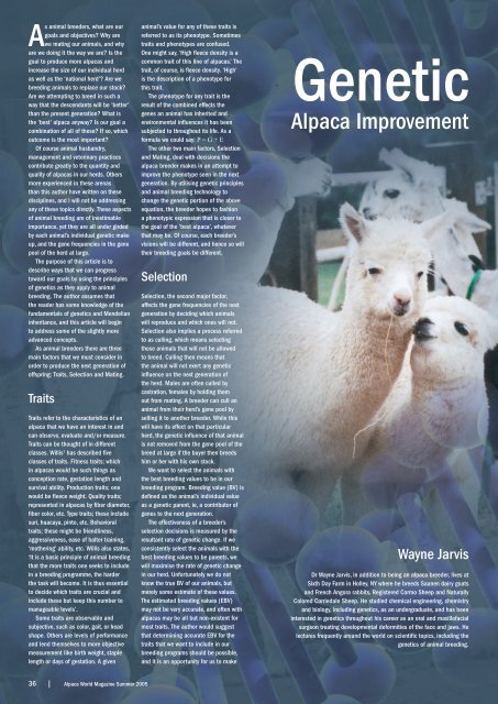 Alpaca World Magazine Summer 2005 - Classical MileEnd Alpacas