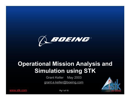 Operational Mission Analysis and Simulation using STK - AGI