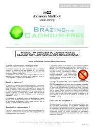 Interdiction du Cadmium par l'UE - FAQ - Johnson Matthey Metal ...