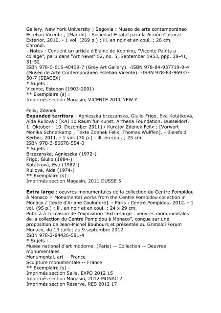 NOUVELLES ACQUISITIONS SEPTEMBRE 2012 LIVRES : Pondick ...