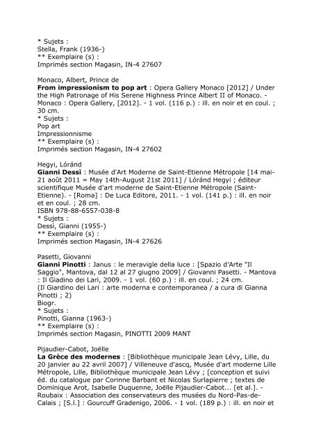 NOUVELLES ACQUISITIONS SEPTEMBRE 2012 LIVRES : Pondick ...