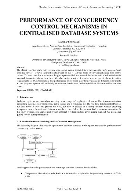 performance of concurrency control mechanisms in centralised ...