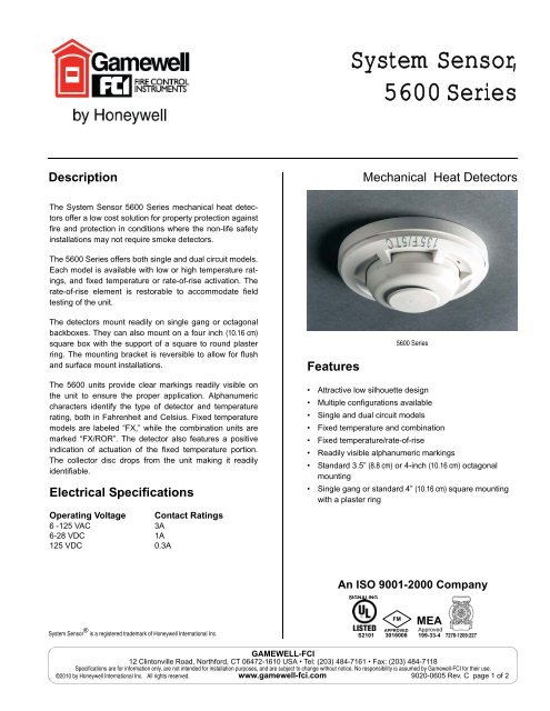 System Sensor, 5600 Series - Advanced Alarm Systems